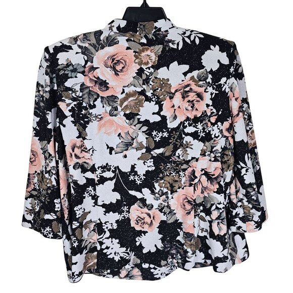 Alex Evenings Pink Floral Jacket 2 Piece Set 2X Glitter One Button Pleats Formal - Picture 2 of 12